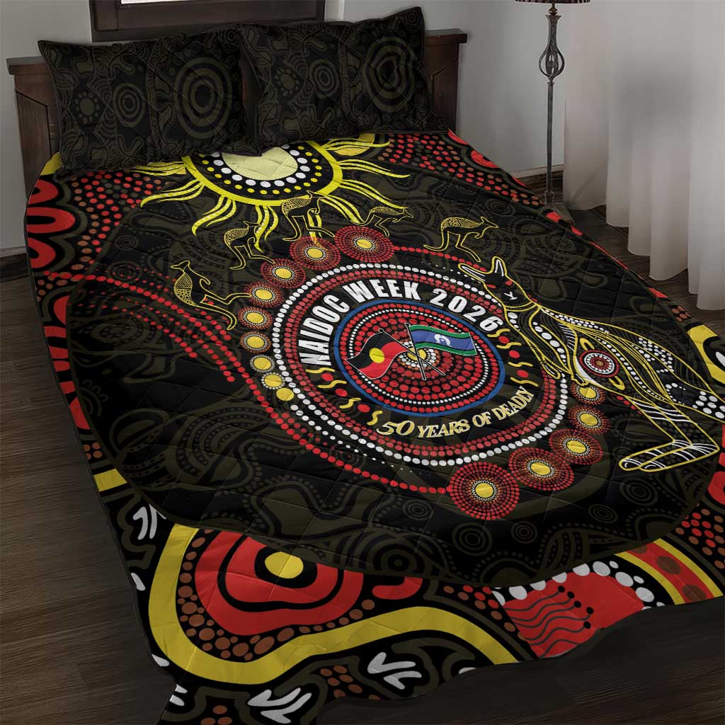 50 Years Of Deadly NAIDOC Week 2026 Quilt Bed Set Aussie Kangaroo Aboriginal Art