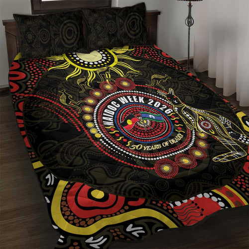 50 Years Of Deadly NAIDOC Week 2026 Quilt Bed Set Aussie Kangaroo Aboriginal Art