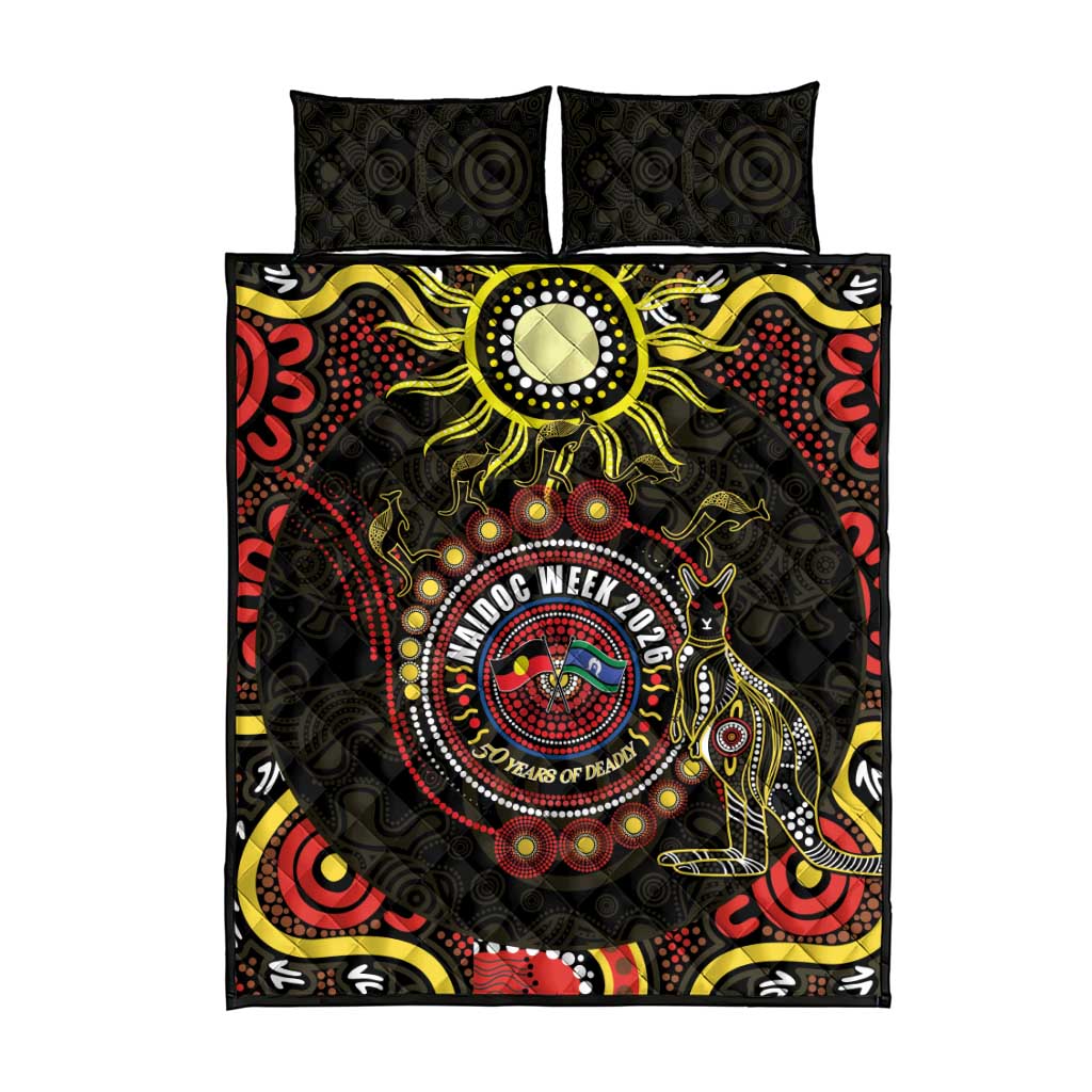 50 Years Of Deadly NAIDOC Week 2026 Quilt Bed Set Aussie Kangaroo Aboriginal Art