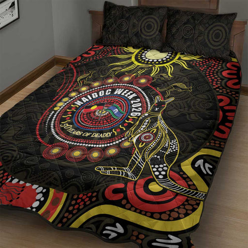 50 Years Of Deadly NAIDOC Week 2026 Quilt Bed Set Aussie Kangaroo Aboriginal Art