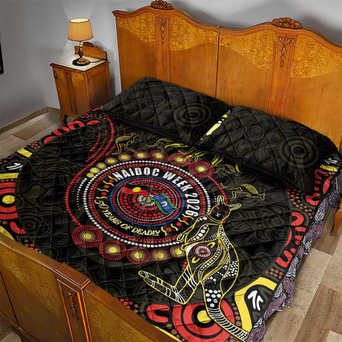 50 Years Of Deadly NAIDOC Week 2026 Quilt Bed Set Aussie Kangaroo Aboriginal Art