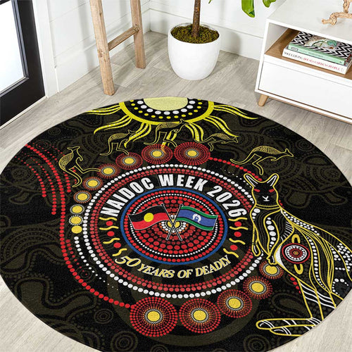 50 Years Of Deadly NAIDOC Week 2026 Round Carpet Aussie Kangaroo Aboriginal Art