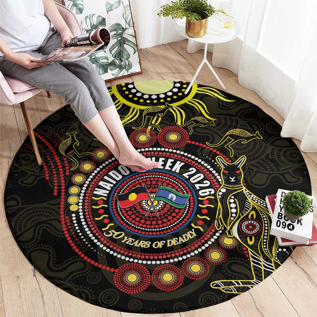 50 Years Of Deadly NAIDOC Week 2026 Round Carpet Aussie Kangaroo Aboriginal Art