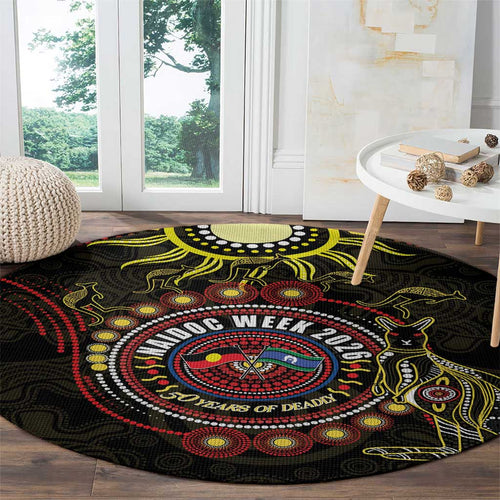 50 Years Of Deadly NAIDOC Week 2026 Round Carpet Aussie Kangaroo Aboriginal Art
