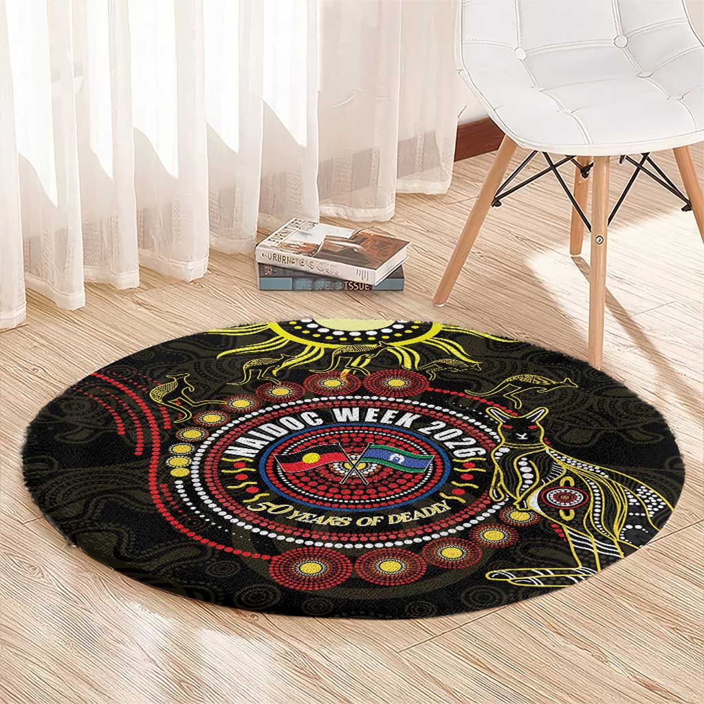 50 Years Of Deadly NAIDOC Week 2026 Round Carpet Aussie Kangaroo Aboriginal Art