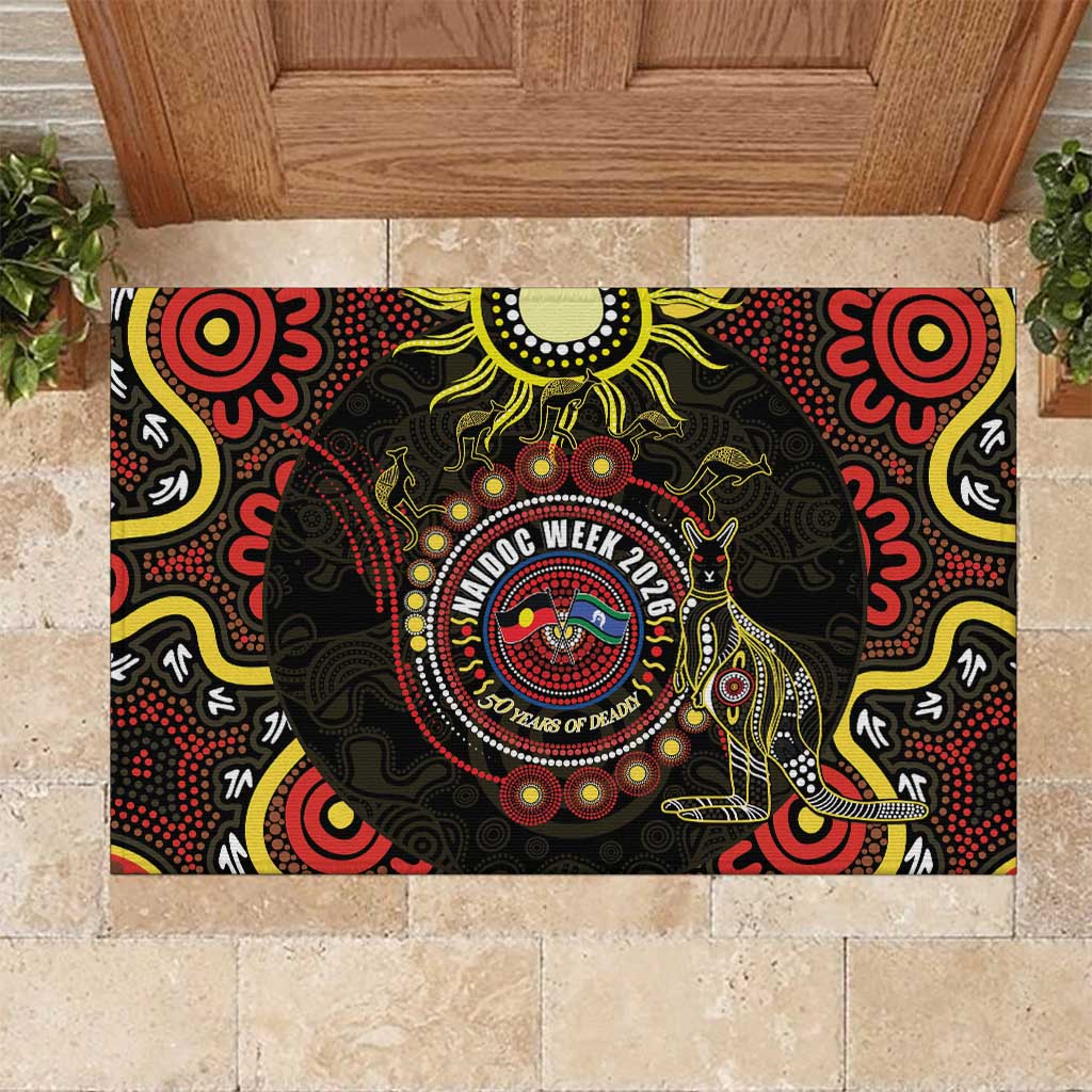 50 Years Of Deadly NAIDOC Week 2026 Rubber Doormat Aussie Kangaroo Aboriginal Art