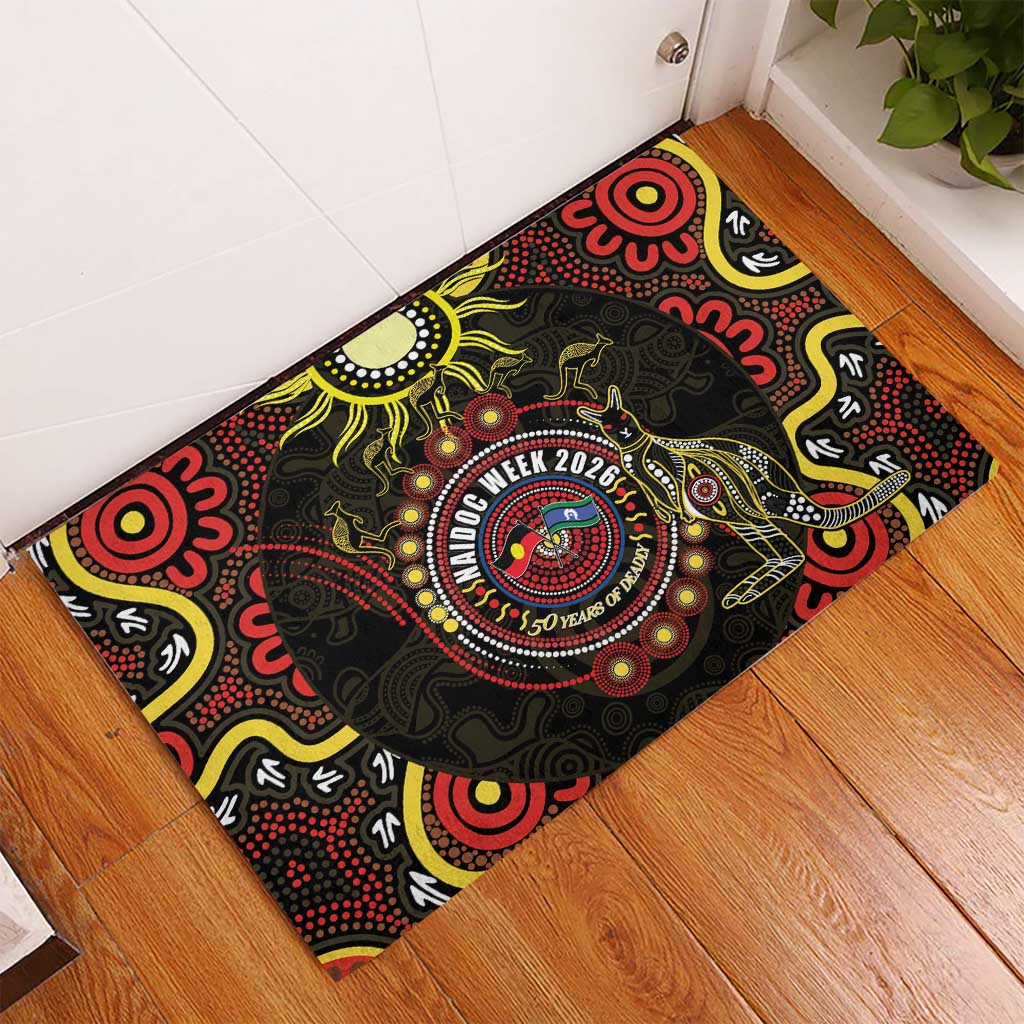 50 Years Of Deadly NAIDOC Week 2026 Rubber Doormat Aussie Kangaroo Aboriginal Art
