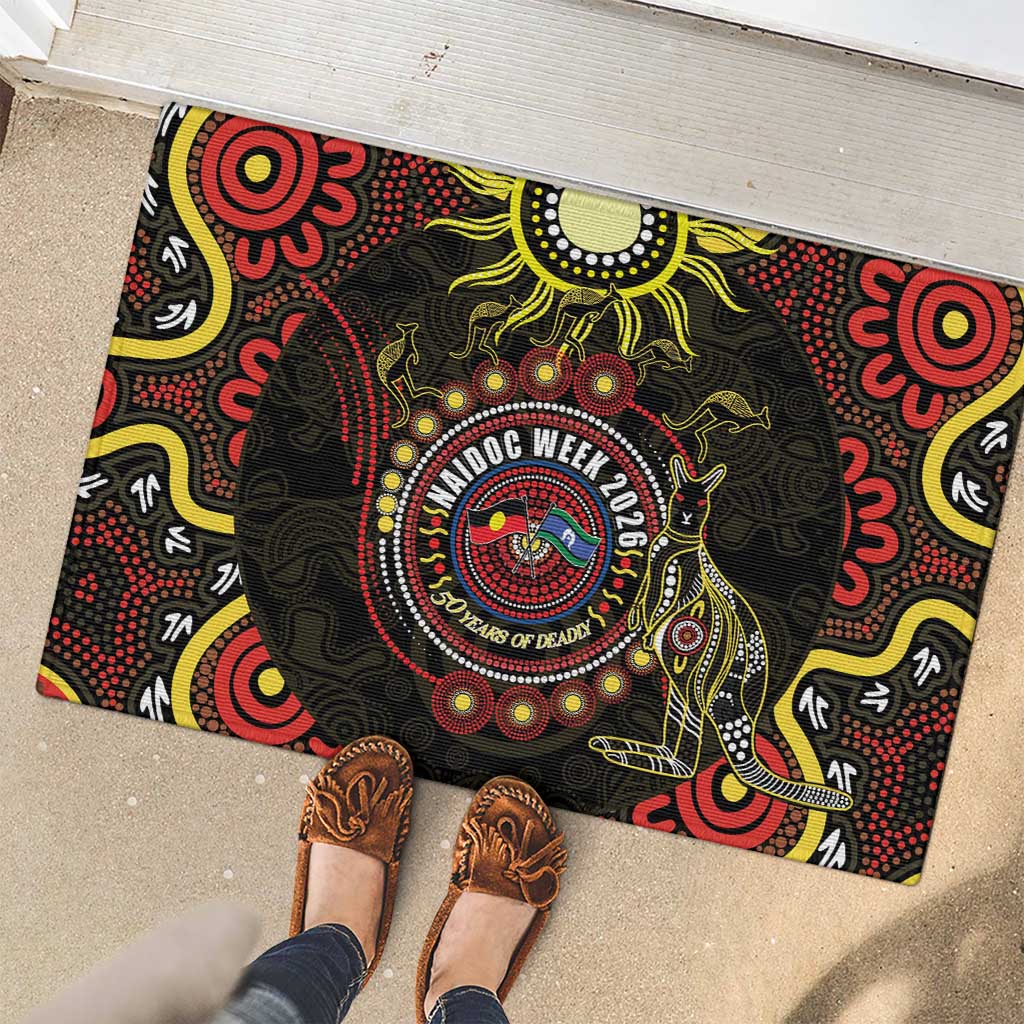 50 Years Of Deadly NAIDOC Week 2026 Rubber Doormat Aussie Kangaroo Aboriginal Art