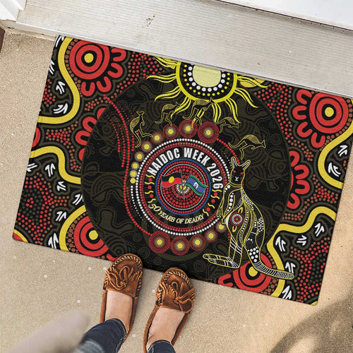 50 Years Of Deadly NAIDOC Week 2026 Rubber Doormat Aussie Kangaroo Aboriginal Art