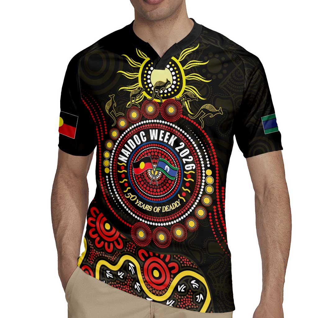 50 Years Of Deadly NAIDOC Week 2026 Rugby Jersey Aussie Kangaroo Aboriginal Art