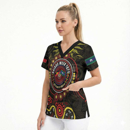 50 Years Of Deadly NAIDOC Week 2026 Scrub Top Aussie Kangaroo Aboriginal Art