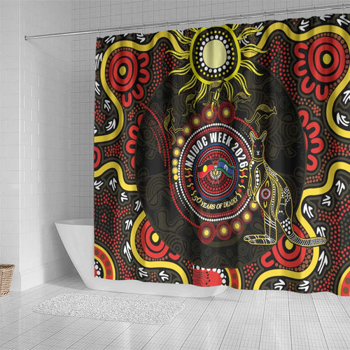 50 Years Of Deadly NAIDOC Week 2026 Shower Curtain Aussie Kangaroo Aboriginal Art