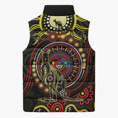 50 Years Of Deadly NAIDOC Week 2026 Sleeveless Puffer Jacket Aussie Kangaroo Aboriginal Art