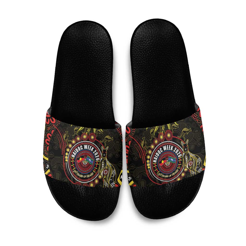 50 Years Of Deadly NAIDOC Week 2026 Slide Sandals Aussie Kangaroo Aboriginal Art