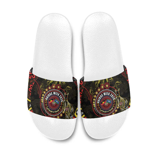 50 Years Of Deadly NAIDOC Week 2026 Slide Sandals Aussie Kangaroo Aboriginal Art