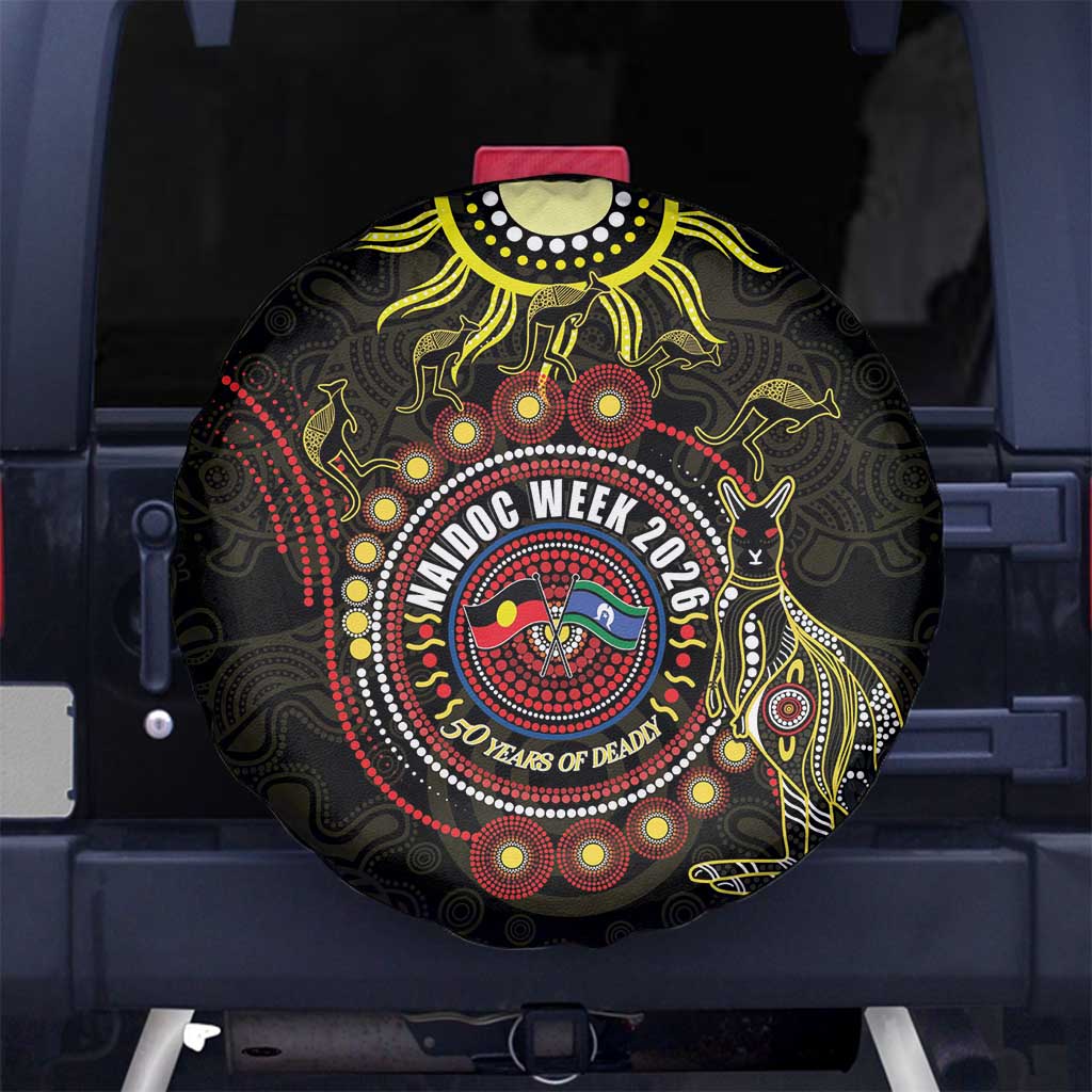 50 Years Of Deadly NAIDOC Week 2026 Spare Tire Cover Aussie Kangaroo Aboriginal Art