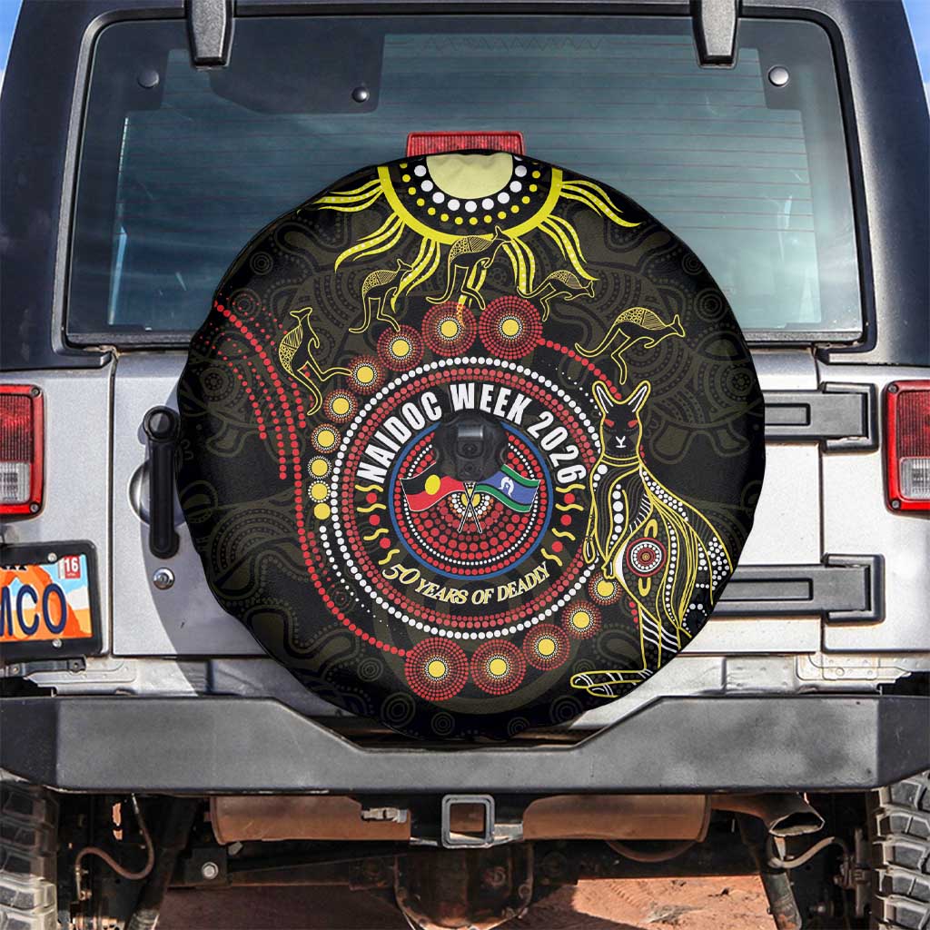 50 Years Of Deadly NAIDOC Week 2026 Spare Tire Cover Aussie Kangaroo Aboriginal Art