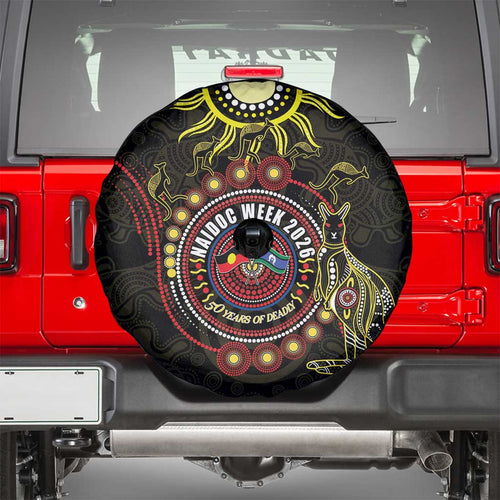 50 Years Of Deadly NAIDOC Week 2026 Spare Tire Cover Aussie Kangaroo Aboriginal Art