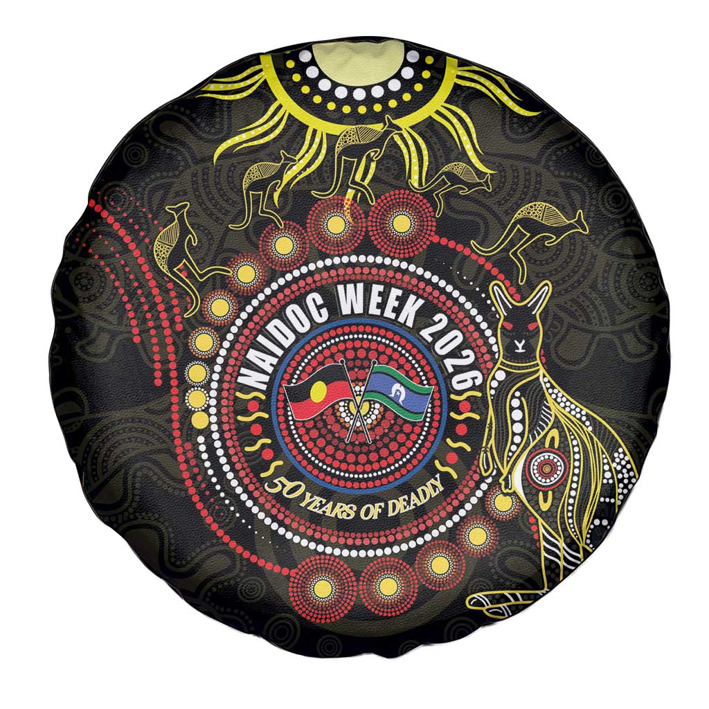 50 Years Of Deadly NAIDOC Week 2026 Spare Tire Cover Aussie Kangaroo Aboriginal Art