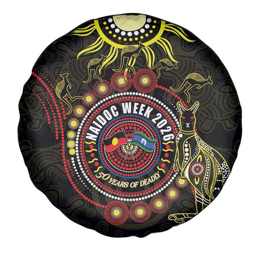 50 Years Of Deadly NAIDOC Week 2026 Spare Tire Cover Aussie Kangaroo Aboriginal Art