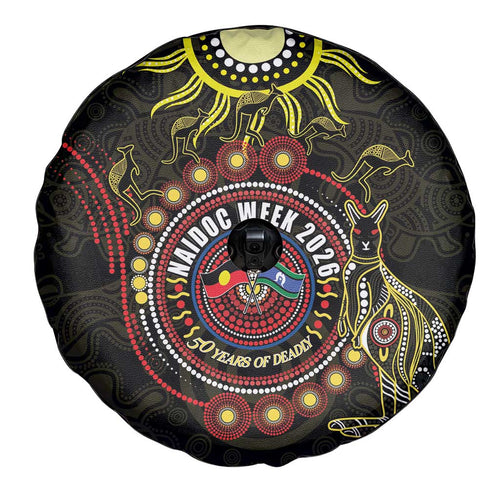 50 Years Of Deadly NAIDOC Week 2026 Spare Tire Cover Aussie Kangaroo Aboriginal Art