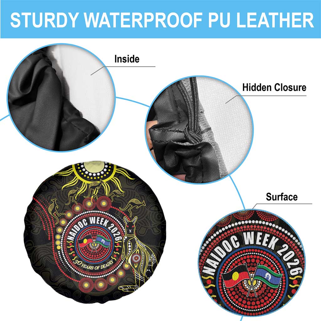 50 Years Of Deadly NAIDOC Week 2026 Spare Tire Cover Aussie Kangaroo Aboriginal Art