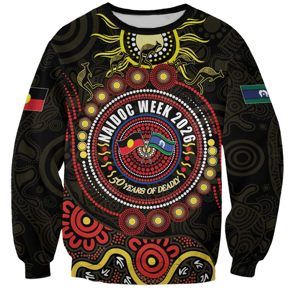 50 Years Of Deadly NAIDOC Week 2026 Sweatshirt Aussie Kangaroo Aboriginal Art