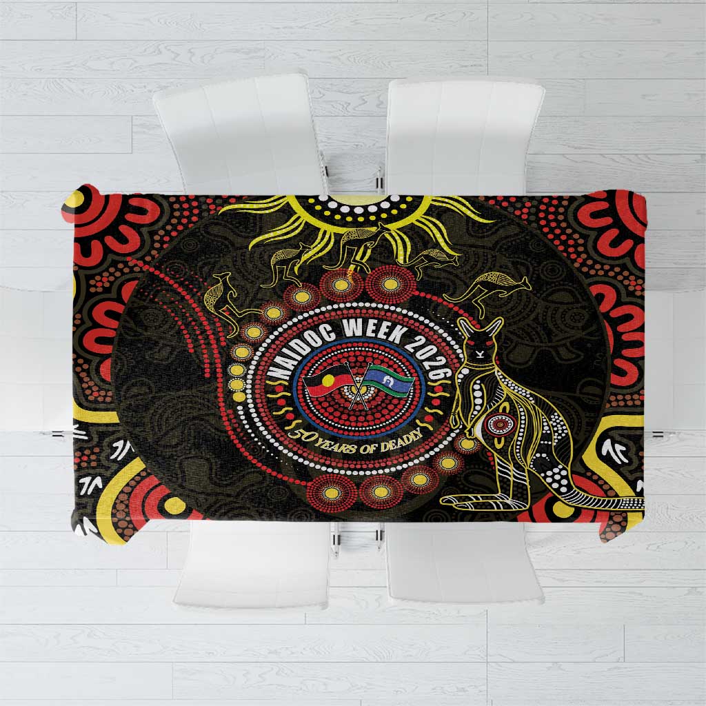 50 Years Of Deadly NAIDOC Week 2026 Tablecloth Aussie Kangaroo Aboriginal Art