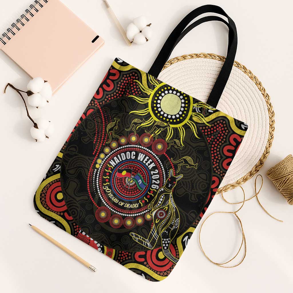 50 Years Of Deadly NAIDOC Week 2026 Tote Bag Aussie Kangaroo Aboriginal Art