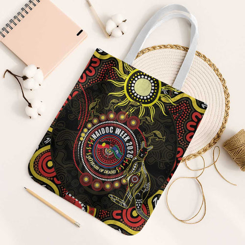 50 Years Of Deadly NAIDOC Week 2026 Tote Bag Aussie Kangaroo Aboriginal Art