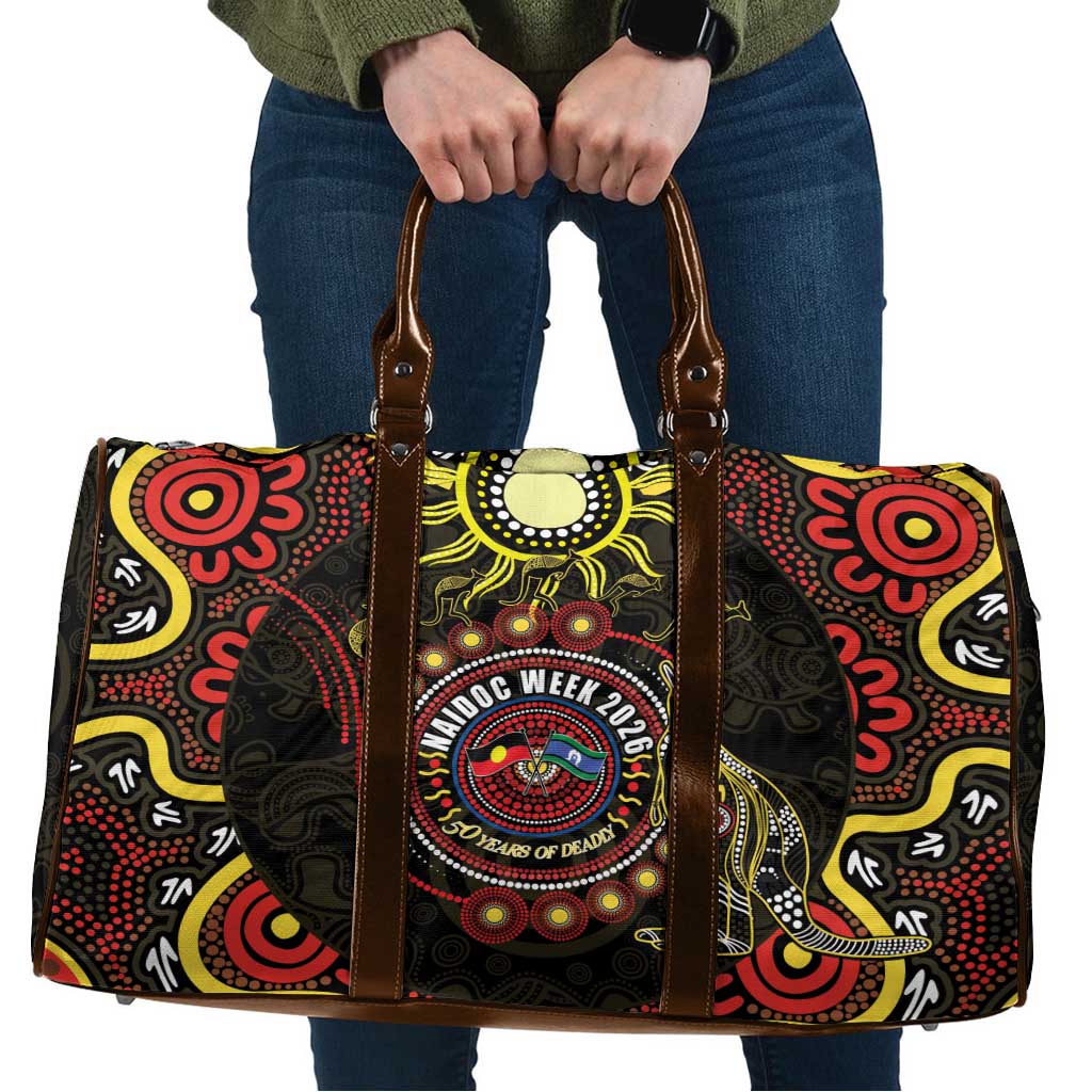 50 Years Of Deadly NAIDOC Week 2026 Travel Bag Aussie Kangaroo Aboriginal Art