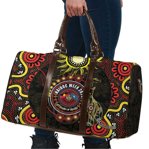 50 Years Of Deadly NAIDOC Week 2026 Travel Bag Aussie Kangaroo Aboriginal Art