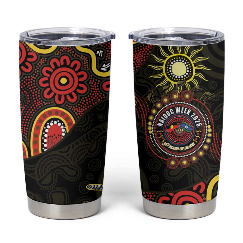 50 Years Of Deadly NAIDOC Week 2026 Tumbler Cup Aussie Kangaroo Aboriginal Art