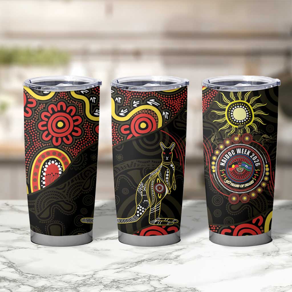50 Years Of Deadly NAIDOC Week 2026 Tumbler Cup Aussie Kangaroo Aboriginal Art