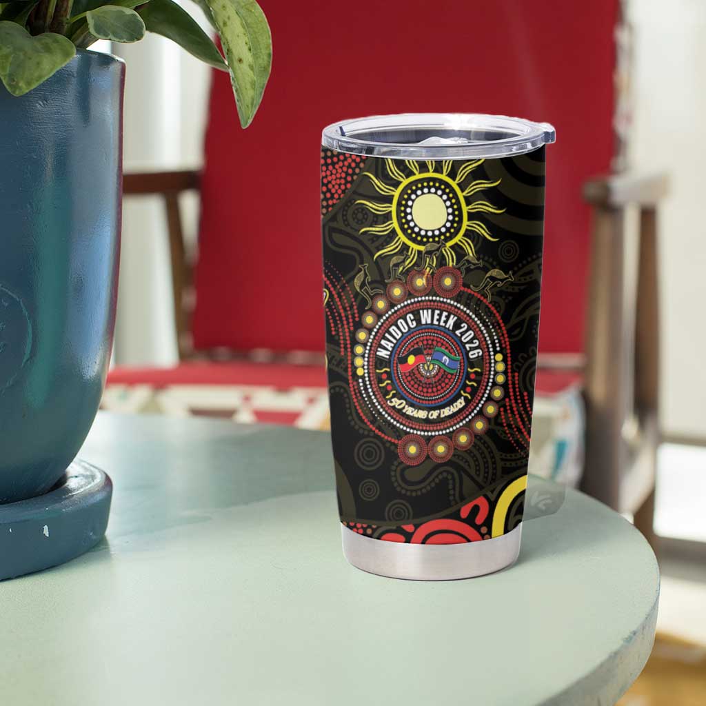 50 Years Of Deadly NAIDOC Week 2026 Tumbler Cup Aussie Kangaroo Aboriginal Art