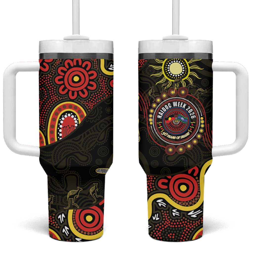 50 Years Of Deadly NAIDOC Week 2026 Tumbler With Handle Aussie Kangaroo Aboriginal Art
