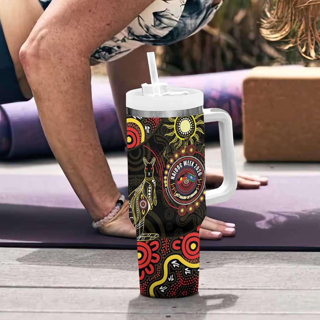 50 Years Of Deadly NAIDOC Week 2026 Tumbler With Handle Aussie Kangaroo Aboriginal Art