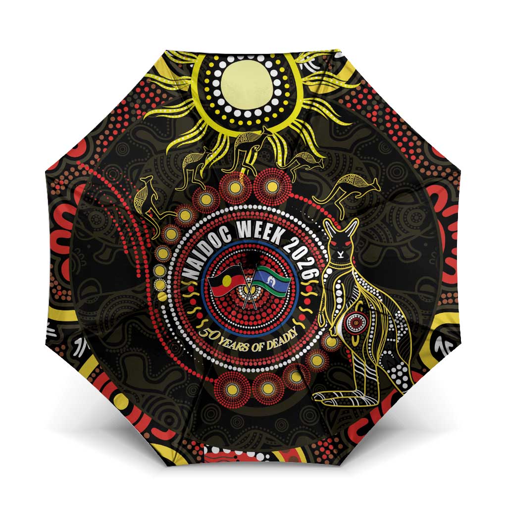 50 Years Of Deadly NAIDOC Week 2026 Umbrella Aussie Kangaroo Aboriginal Art