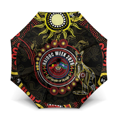 50 Years Of Deadly NAIDOC Week 2026 Umbrella Aussie Kangaroo Aboriginal Art