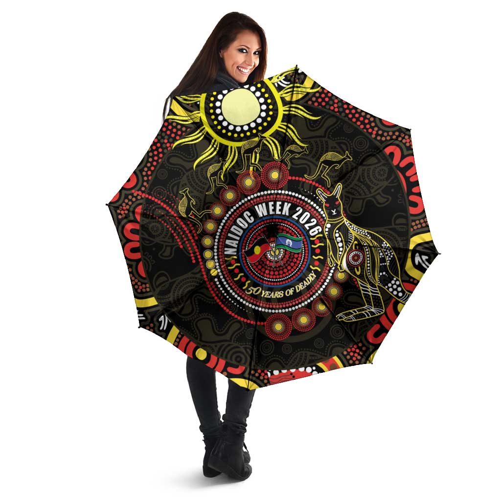 50 Years Of Deadly NAIDOC Week 2026 Umbrella Aussie Kangaroo Aboriginal Art