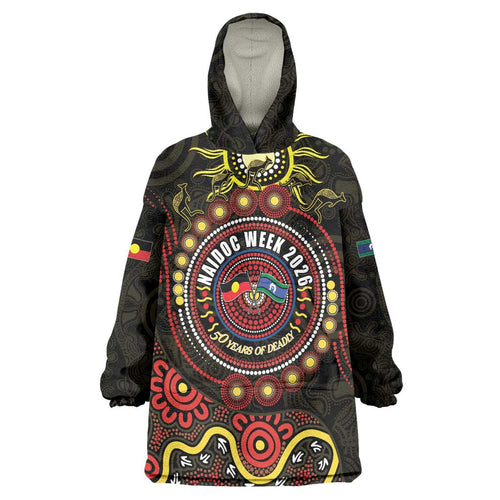 50 Years Of Deadly NAIDOC Week 2026 Wearable Blanket Hoodie Aussie Kangaroo Aboriginal Art