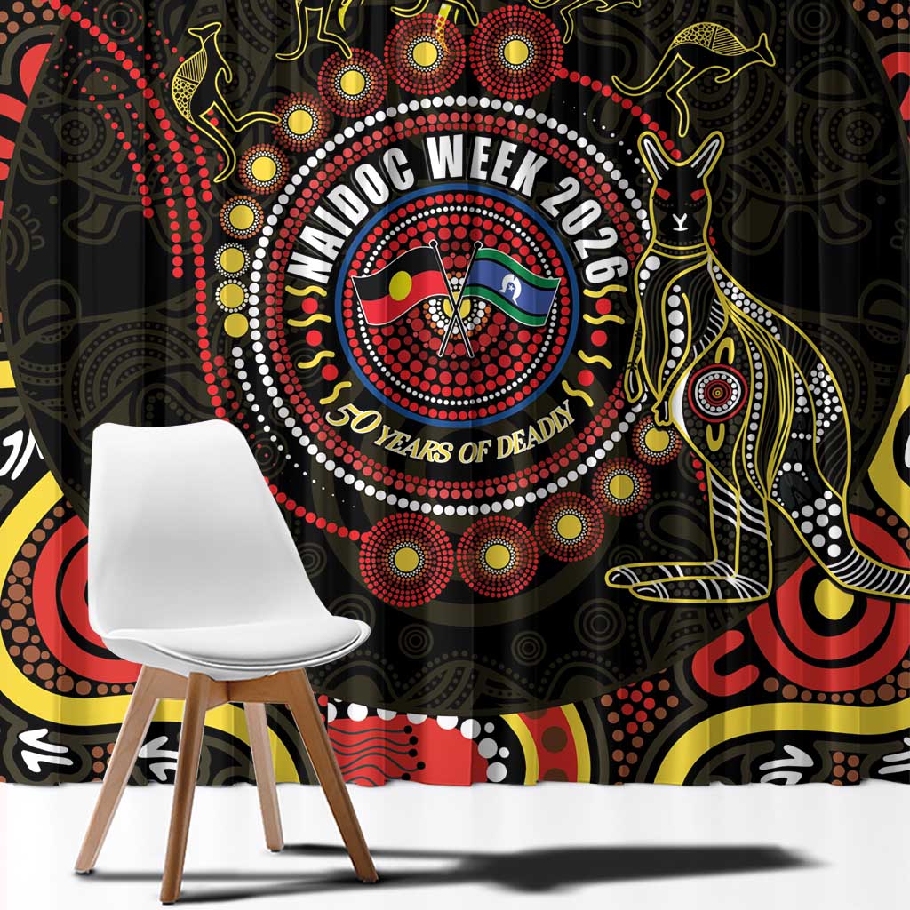 50 Years Of Deadly NAIDOC Week 2026 Window Curtain Aussie Kangaroo Aboriginal Art