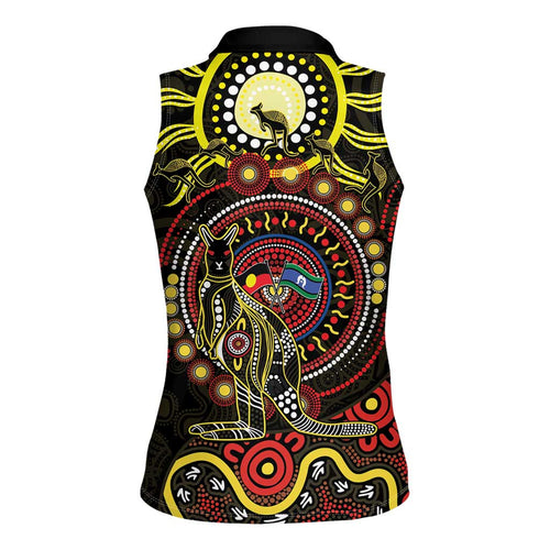 50 Years Of Deadly NAIDOC Week 2026 Women Sleeveless Polo Shirt Aussie Kangaroo Aboriginal Art