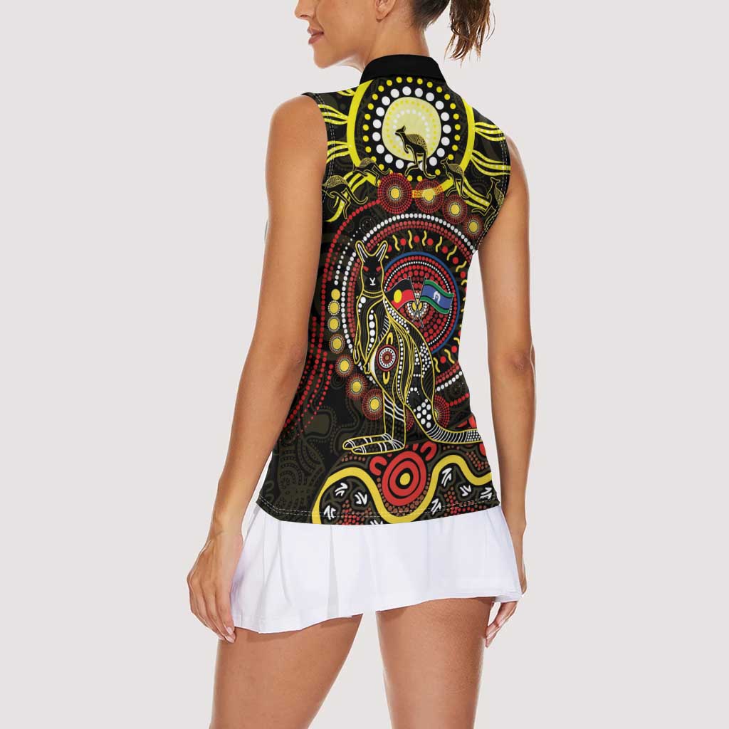 50 Years Of Deadly NAIDOC Week 2026 Women Sleeveless Polo Shirt Aussie Kangaroo Aboriginal Art