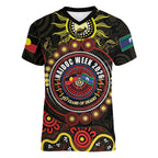 50 Years Of Deadly NAIDOC Week 2026 Women V-Neck T-Shirt Aussie Kangaroo Aboriginal Art