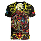 50 Years Of Deadly NAIDOC Week 2026 Women V-Neck T-Shirt Aussie Kangaroo Aboriginal Art