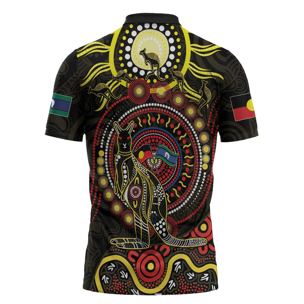 50 Years Of Deadly NAIDOC Week 2026 Zipper Polo Shirt Aussie Kangaroo Aboriginal Art