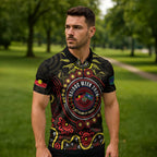 50 Years Of Deadly NAIDOC Week 2026 Zipper Polo Shirt Aussie Kangaroo Aboriginal Art
