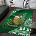New Zealand Kakapo Christmas In July Area Rug Silver Fern Santa Xmas Green Color