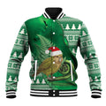 New Zealand Kakapo Christmas In July Baseball Jacket Silver Fern Santa Xmas Green Color